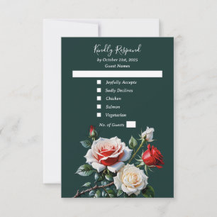 Cartons Réponse Mariage floral rose rose foncé