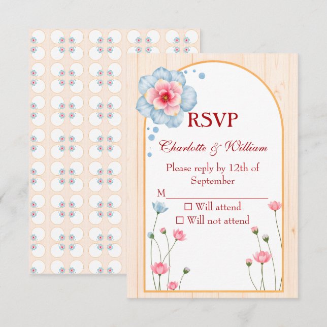 Cartons Réponse Mariage floral rustique (Devant / Derrière)