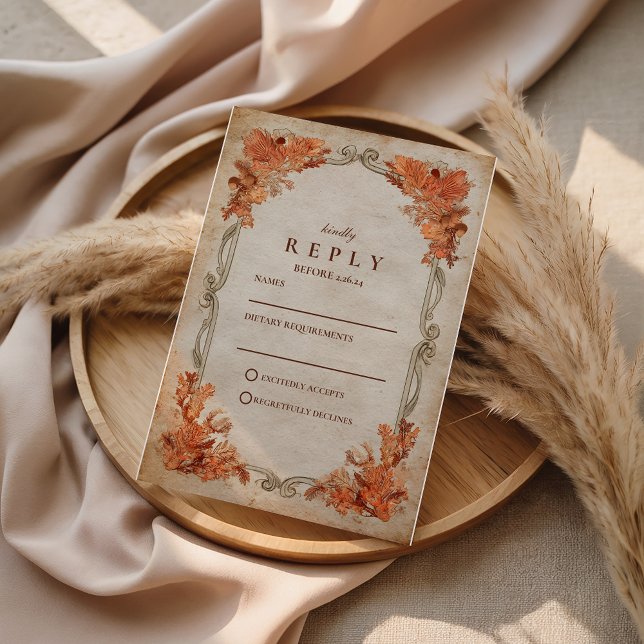Cartons Réponse Mariage Floral Rustique d'Automne (Créateur téléchargé)