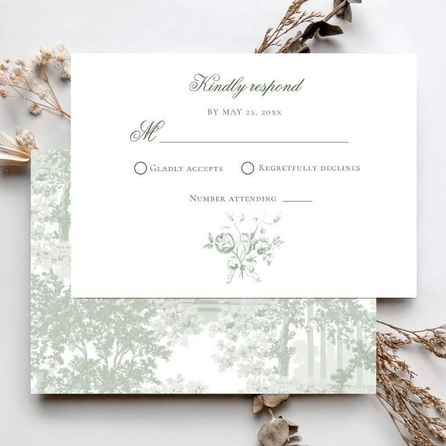 Cartons Réponse Mariage Floral Sage Romantique (Créateur téléchargé)
