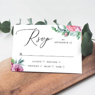 Cartons Réponse Mariage floral script aquarelle rose bohème jardin