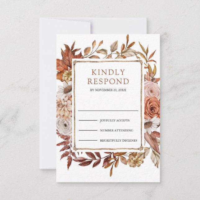 Cartons Réponse Mariage Floral Terracotta (Devant)