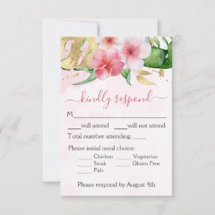 Cartons Réponse Mariage floral tropical