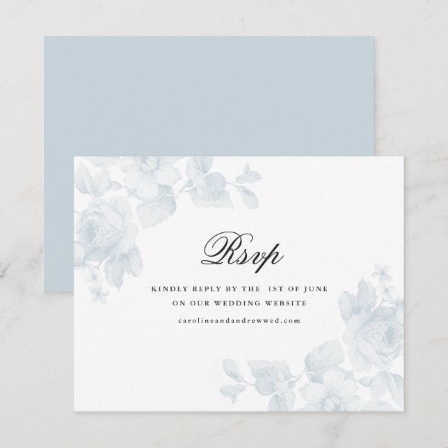 Cartons Réponse Mariage Floral Vintage  (Devant / Derrière)