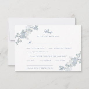 Cartons Réponse Mariage Floral Vintage Bleu Tendre Romantique