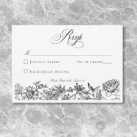 Mariage Floral Vintage Tapisserie Noir & Blanc