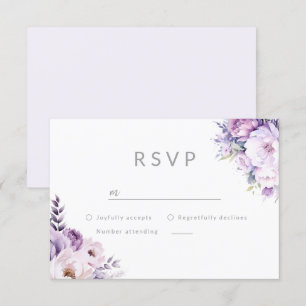 Cartons Réponse Mariage floral violet de lavande brun