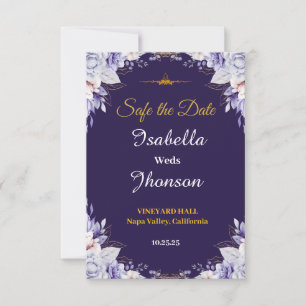 Cartons Réponse Mariage Floral Violet Enregistrer La Date