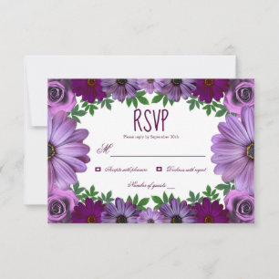 Cartons Réponse Mariage Floral Violet Royal