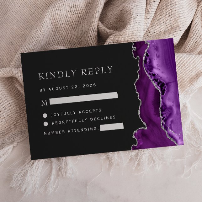 Cartons Réponse Mariage foncé d'âge d'argent violet (Créateur téléchargé)