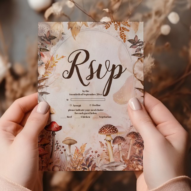 Cartons Réponse Mariage Forêt Enchantée Champignon Amanite (Créateur téléchargé)