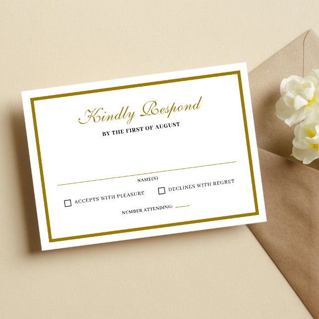 Cartons Réponse Mariage Formel Classique Monogramme Noir Or (Formal black and gold monogram RSVP card adds a refined, organized touch to wedding planning.)
