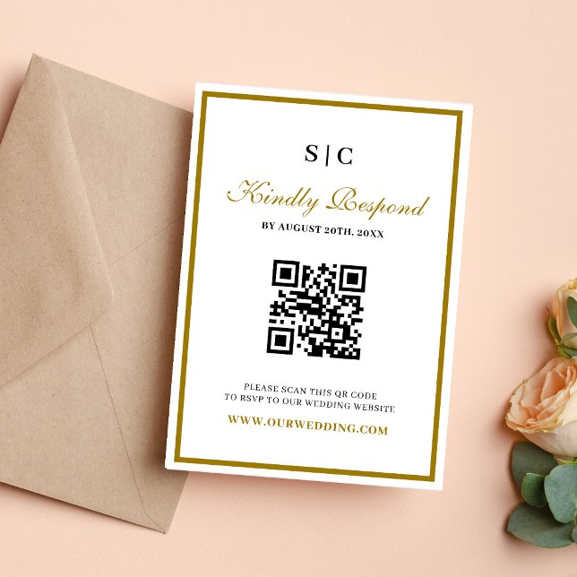 Cartons Réponse Mariage Formel Classique Monogramme Noir Or (Formal black and gold monogram RSVP card keeps guest responses elegant and organized.)