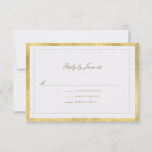 Cartons Réponse Mariage Formel Classique Perle Faux Or