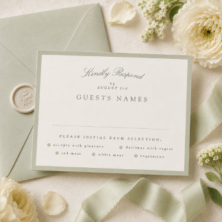 Cartons Réponse Mariage Formel de Garden Green