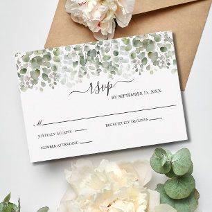 Cartons Réponse Mariage Formel Élégant de Verdure d'Eucalyptus
