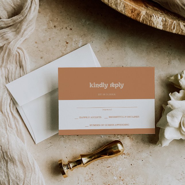 Cartons Réponse Mariage Formel Simple Minimal Terracotta (Créateur téléchargé)