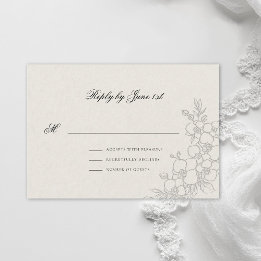 Cartons Réponse Mariage Formel Traditionnel Écru Élégant Orchidée