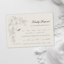 Cartons Réponse Mariage Formel Traditionnel Élevé Écru Orchidée