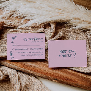 Cartons Réponse Mariage funky couleur rose rose pâle de la main ré