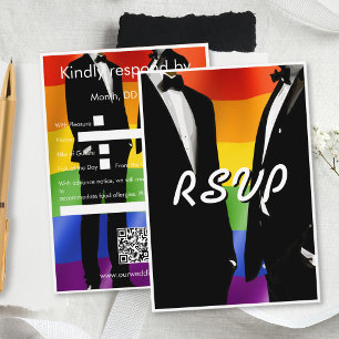 Cartons Réponse Mariage Gay Élégant Moderne Arc-en-Ciel Hommes