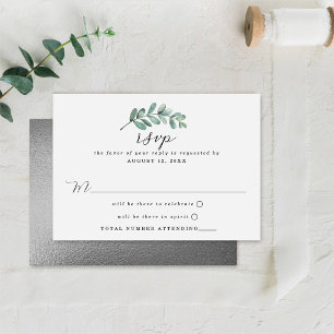 Cartons Réponse Mariage géométrique à feuille d'argent Eucalyptus