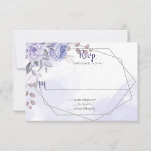 Cartons Réponse Mariage Géométrique Argent Roses Violet Lavande