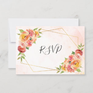 Cartons Réponse Mariage géométrique de l'aquarelle florale de auto