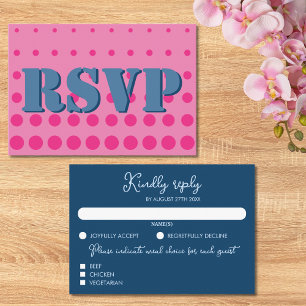 Cartons Réponse Mariage géométrique moderne couleur rose et bleu