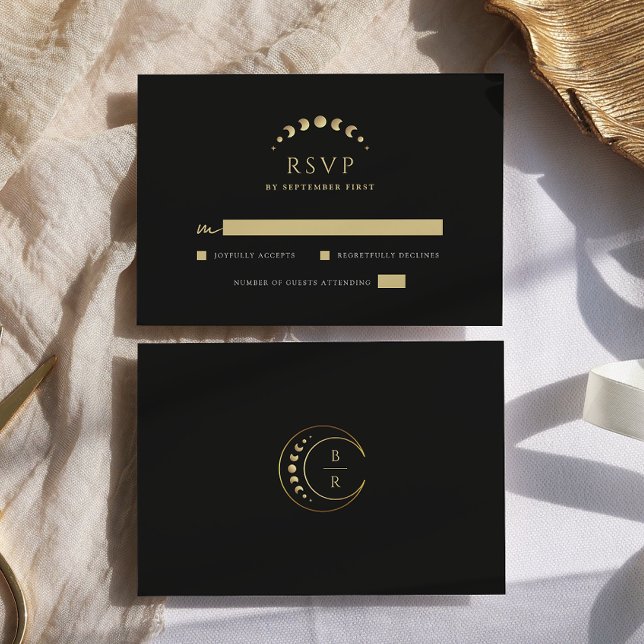 Cartons Réponse Mariage Gold Moon (Créateur téléchargé)