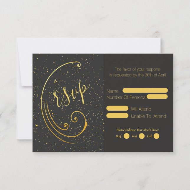 Cartons Réponse Mariage Gold Speckle (Devant)