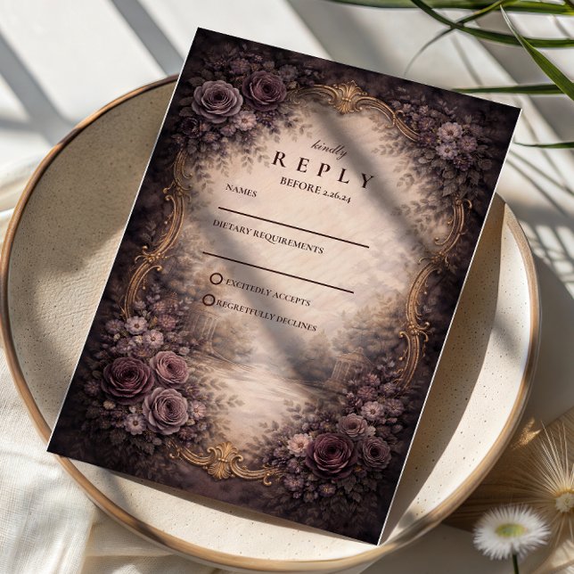 Cartons Réponse Mariage gothique baroque rose (Créateur téléchargé)