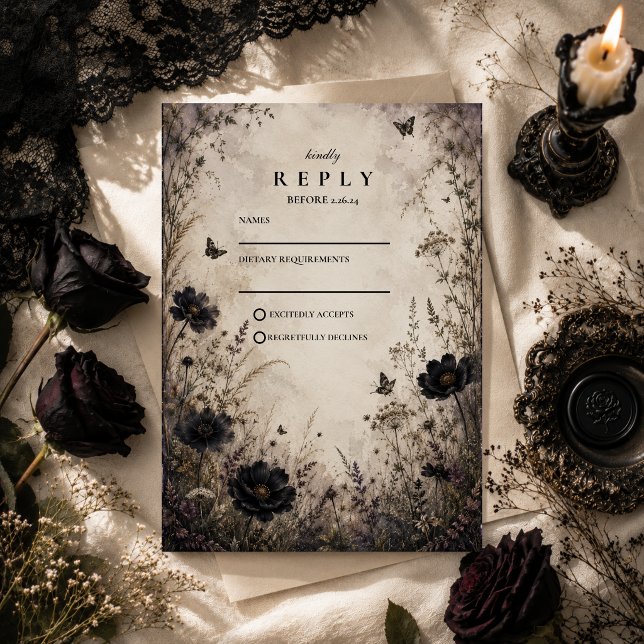 Cartons Réponse Mariage gothique boho foncé (Créateur téléchargé)