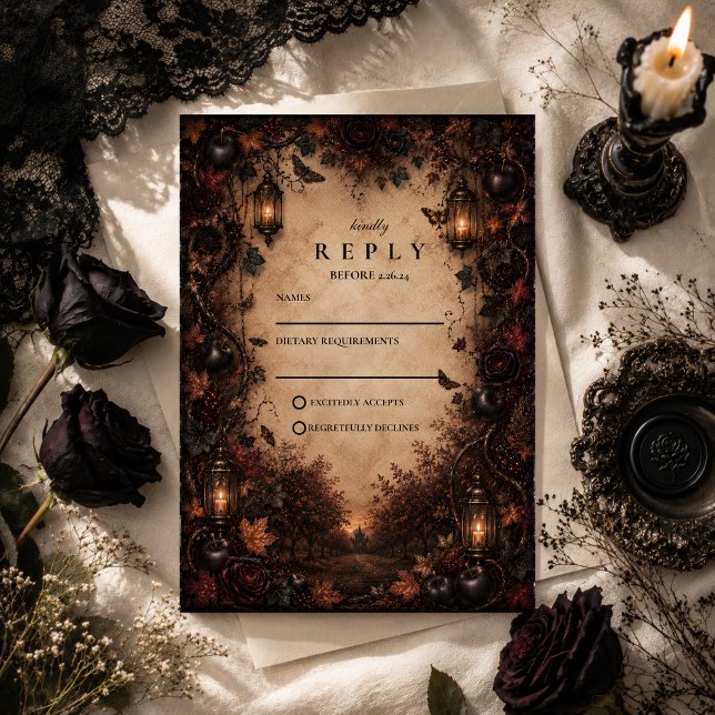 Cartons Réponse Mariage gothique d'automne enchanté (Créateur téléchargé)