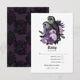 Cartons Réponse Mariage gothique des hiboux violets Glam Vintage