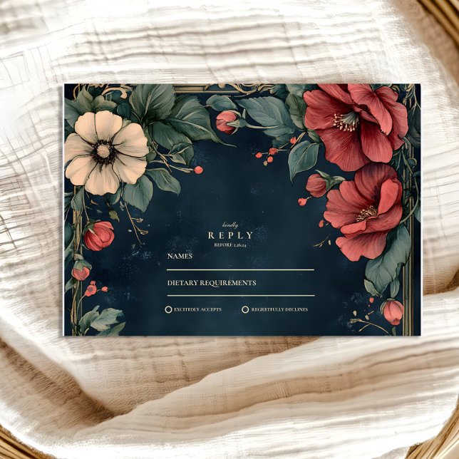 Cartons Réponse Mariage gothique floral baroque (Créateur téléchargé)