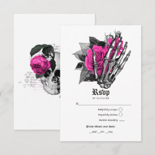 Cartons Réponse Mariage gothique floral rose chaud