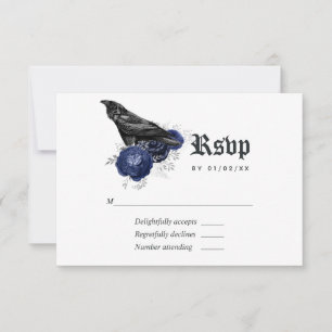 Cartons Réponse Mariage gothique floral rustique corbeau