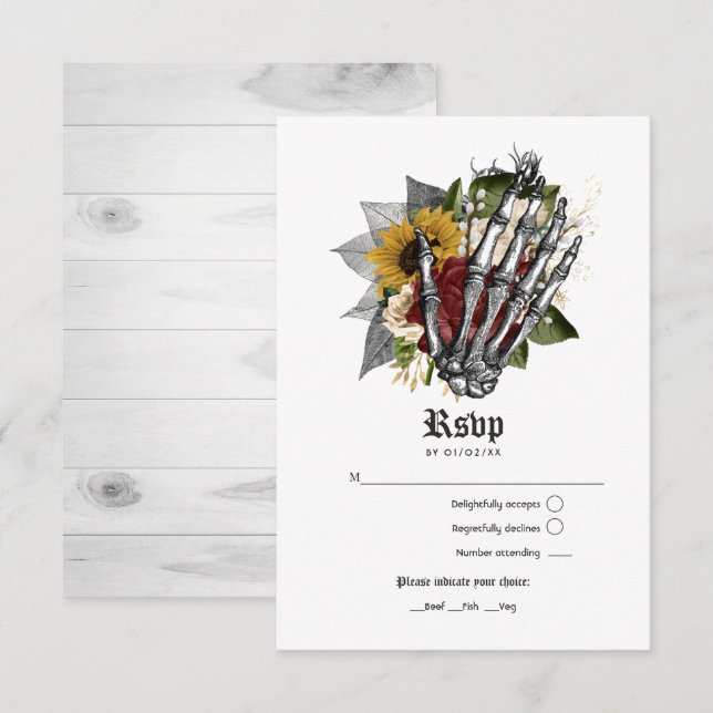 Cartons Réponse Mariage gothique floral rustique d'automne (Devant / Derrière)