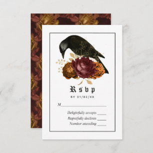 Cartons Réponse Mariage gothique Grunge Raven