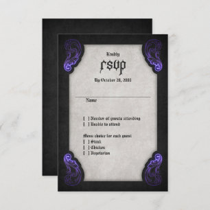 Cartons Réponse Mariage gothique noir violet