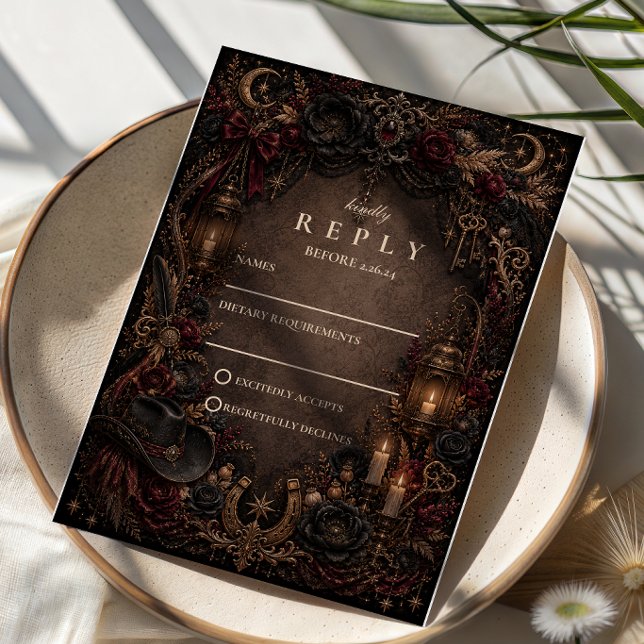 Cartons Réponse Mariage gothique occidental romantique (Créateur téléchargé)