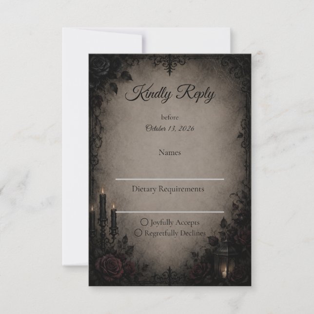 Cartons Réponse Mariage gothique sombre romantique (Devant)