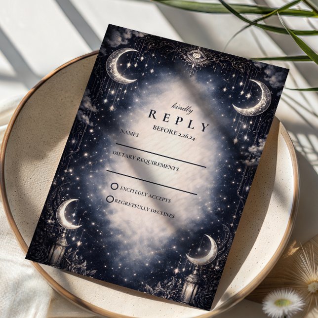 Cartons Réponse Mariage gothique sous la lune céleste (Créateur téléchargé)