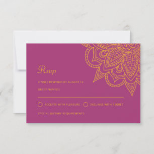 Cartons Réponse Mariage hindou indien moderne rose orange mehndi