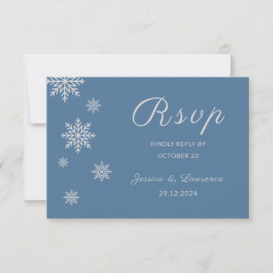 Cartons Réponse Mariage hivernal bleu Dusty moderne Code QR