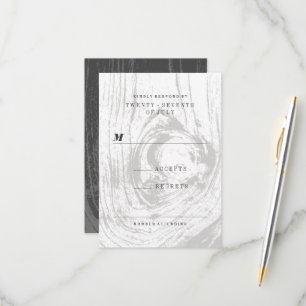 Cartons Réponse Mariage hivernal classique moderne en bois rustiqu