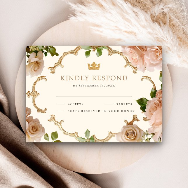 Cartons Réponse Mariage indien de roses roses blush royales (Créateur téléchargé)