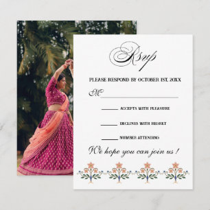 Cartons Réponse Mariage Indien Élégant
