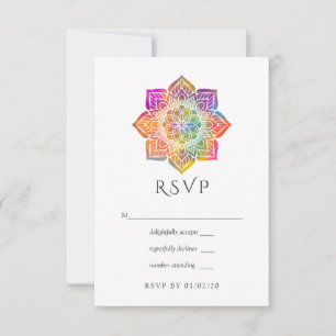 Cartons Réponse Mariage indien Mandala Arc-en-ciel